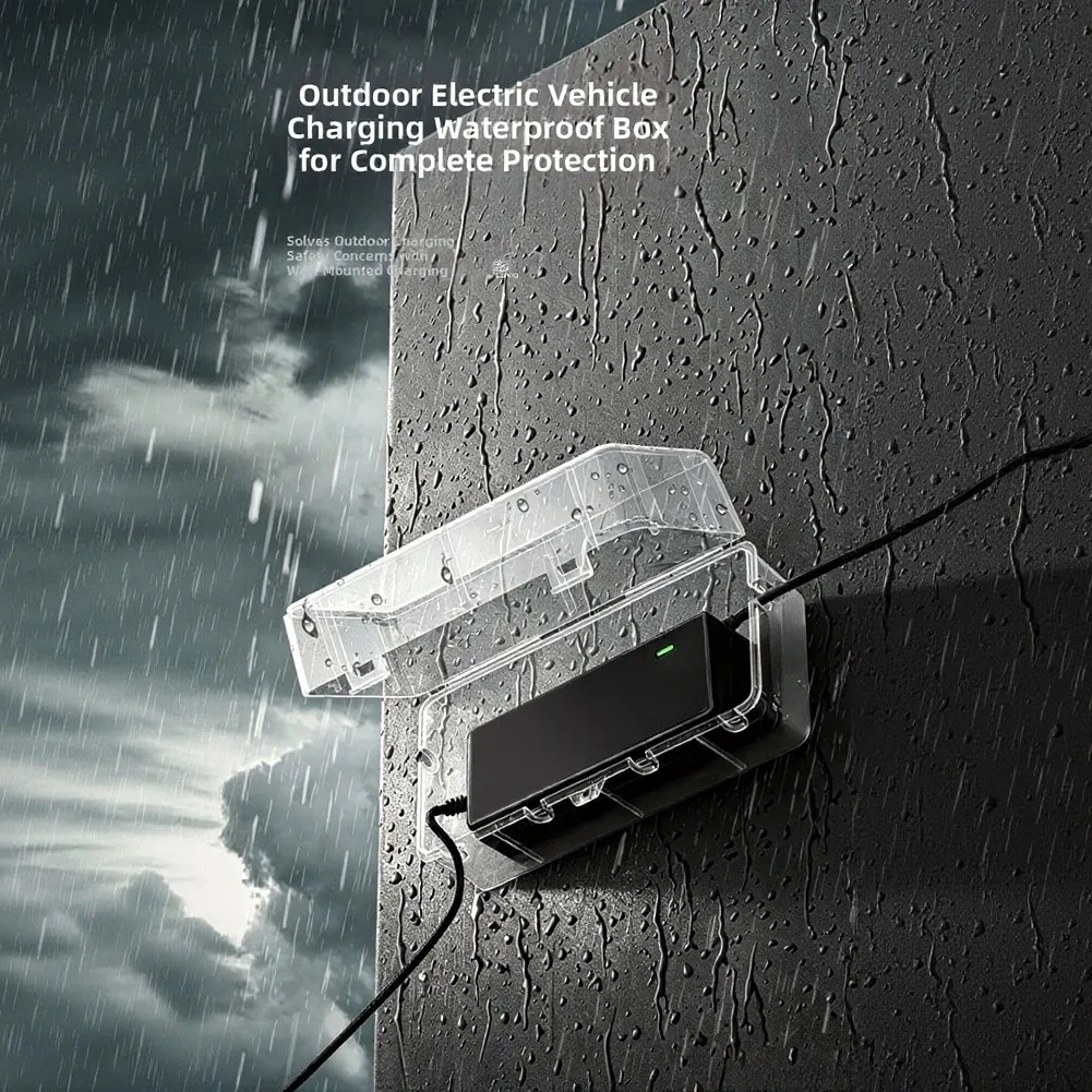 Waterproof Power Strip Cover Box 4 Socket Support for Home Office Garden PC Material 283x110x110mm White Transparent Black