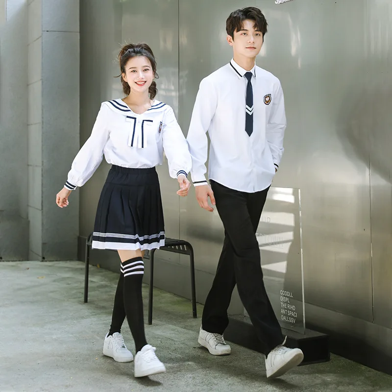 C008 Middle School Uniform Sailor Clothes Graduation Class Performance English College Style Sports Meet Stage Recitation Skirt