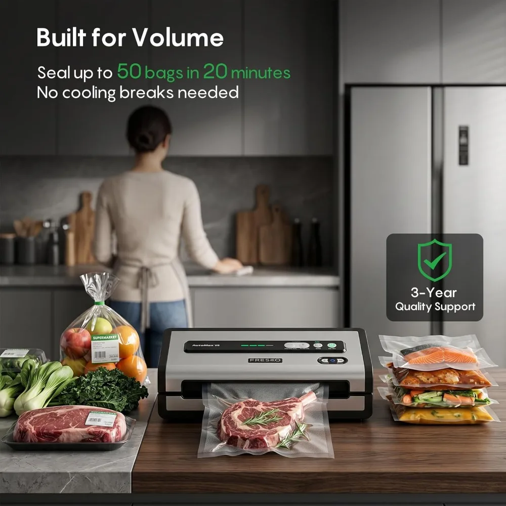 Automatic Vacuum Sealer for Food, Hands-Free, 50 Bags in 20 Mins, Built-in Cutter & Roll Storage - view 5