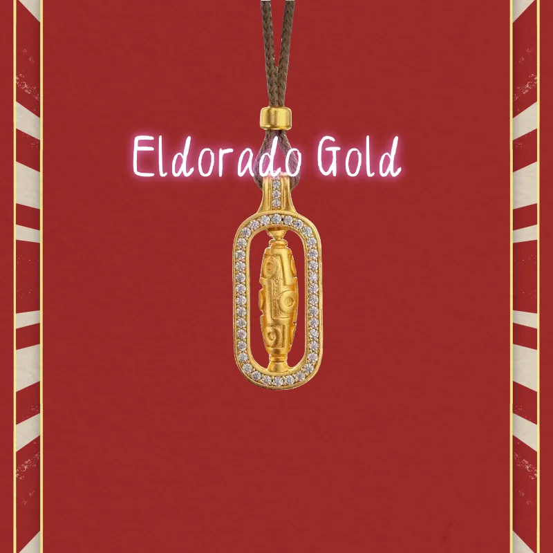 

A genuine gold 999 Nine-eye Sky pearl slightly set rotatable pendant necklace to protect and bring good fortuneValentine's Day