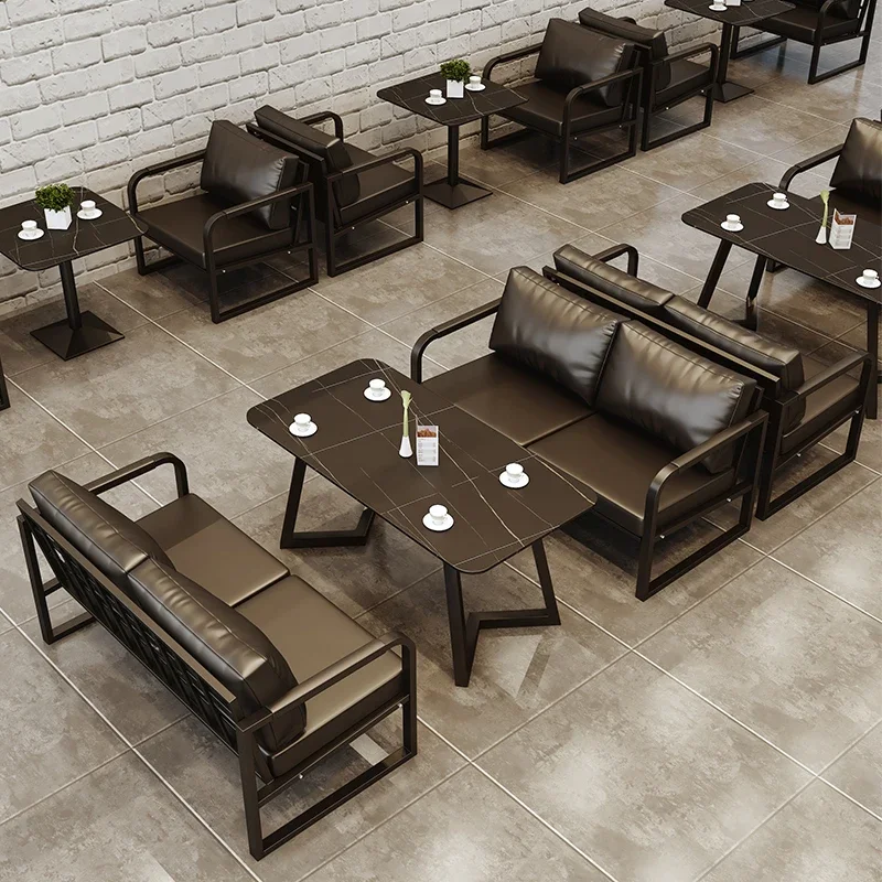 Retro music bistro bar booth sofa coffee western restaurant negotiation room lounge table and chairs