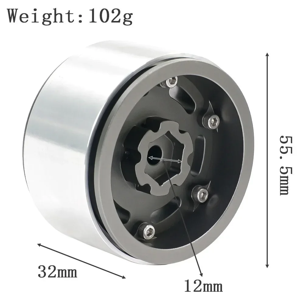 1.9 jantes Beadlock (4 peças) liga de alumínio para 1:10 RC Crawler Axial SCX10 90046 SCX10 III AXI03007 Tamiya CC01 D90 D110