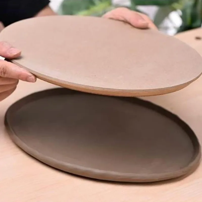 1pc Round Pottery Tools Ceramic Plate Forming Mold Tan Wooden Density Plate Printing Blank Stripping Mud Plate