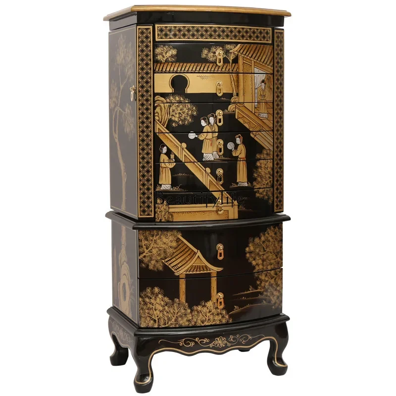 

LDAmerican solid wood new Chinese small side cabinet bedroom storage jewelry storage drawer cabinet