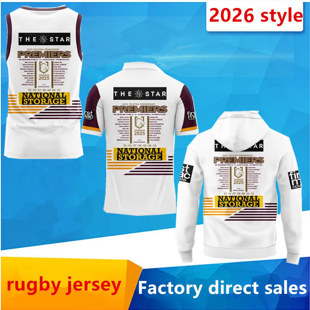 2025 بريسبان برونكو Premiers الرجبي جيرسي سترة سترة هوديي الأطفال تي شيرت امرأة أطفال رجل الشباب أستراليا الرجبي قميص #1