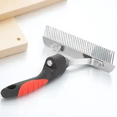 مشط العناية بالشعر، مقبض مطاطي، شعيرات معدنية مضادة للصدأ، تصميم مريح غير قابل للانزلاق لتنظيف الحصان، حصان متين #6