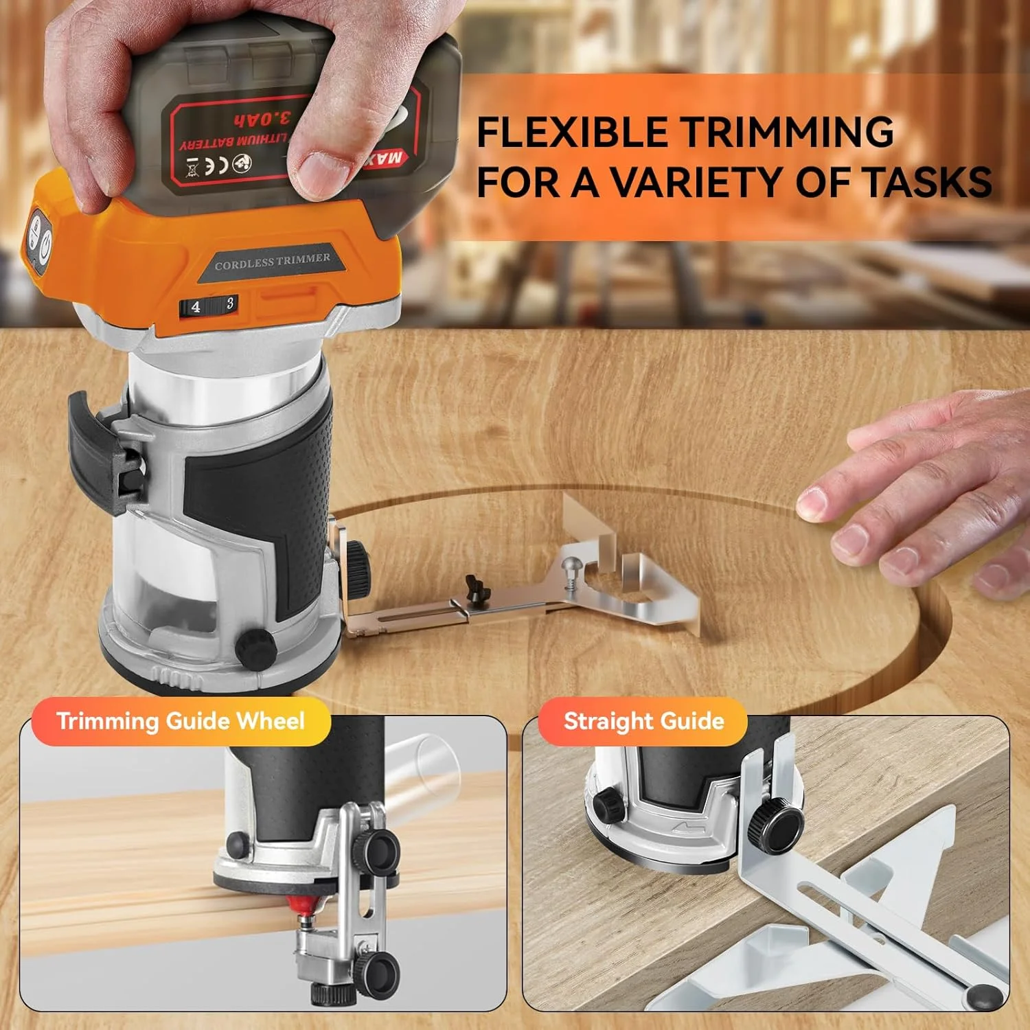800W 6 Speed Brushless Cordless Trimmer Wood Router Tool Milling Engraving Slotting Machine Trimmer for Makita