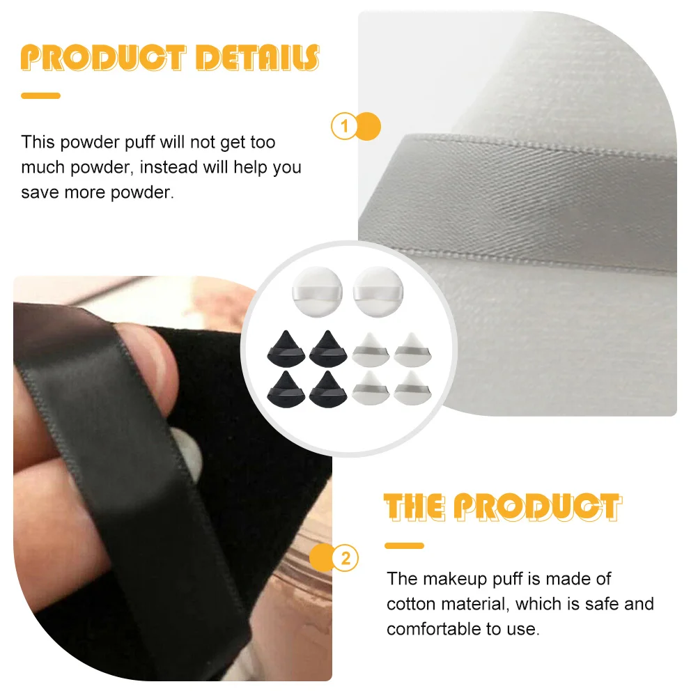 Aplicadores de maquillaje de algodón suave en polvo triangular, 10 Uds., para base de maquillaje Facial, corrector, colorete, resaltador