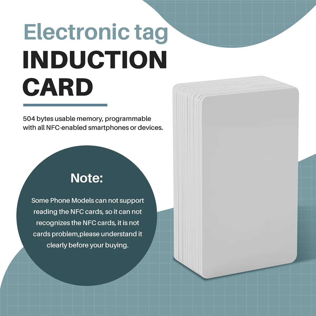 NFC Card Tag para NTAG215, Contactless, Read-Write, portátil, PVC, 504Byte, 30pcs