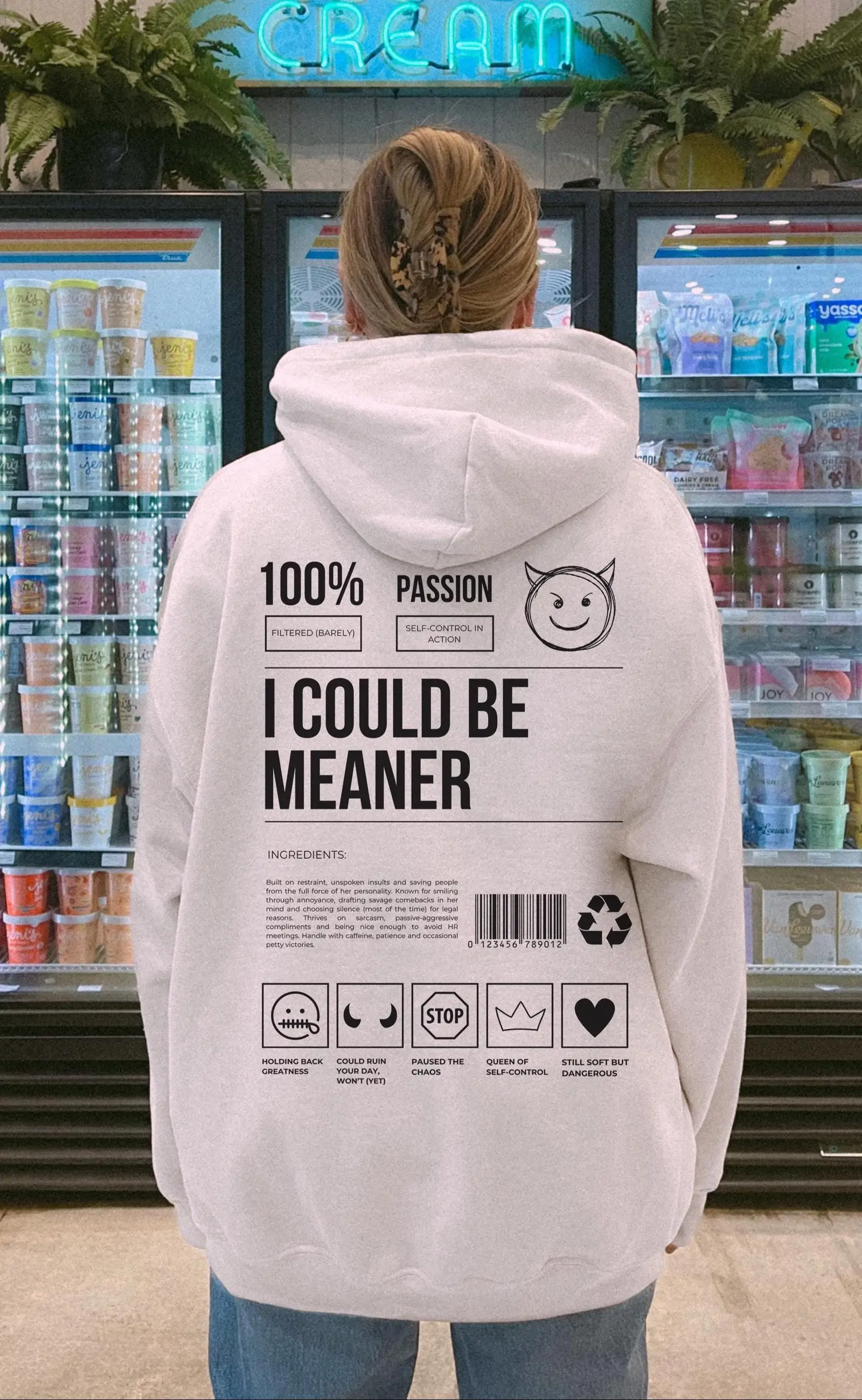 I Could Be Meaner Hoodie, sarkastisches, lustiges, übergroßes Sweatshirt für Herren und Damen, lockere Hoodies für Herbst und Winter