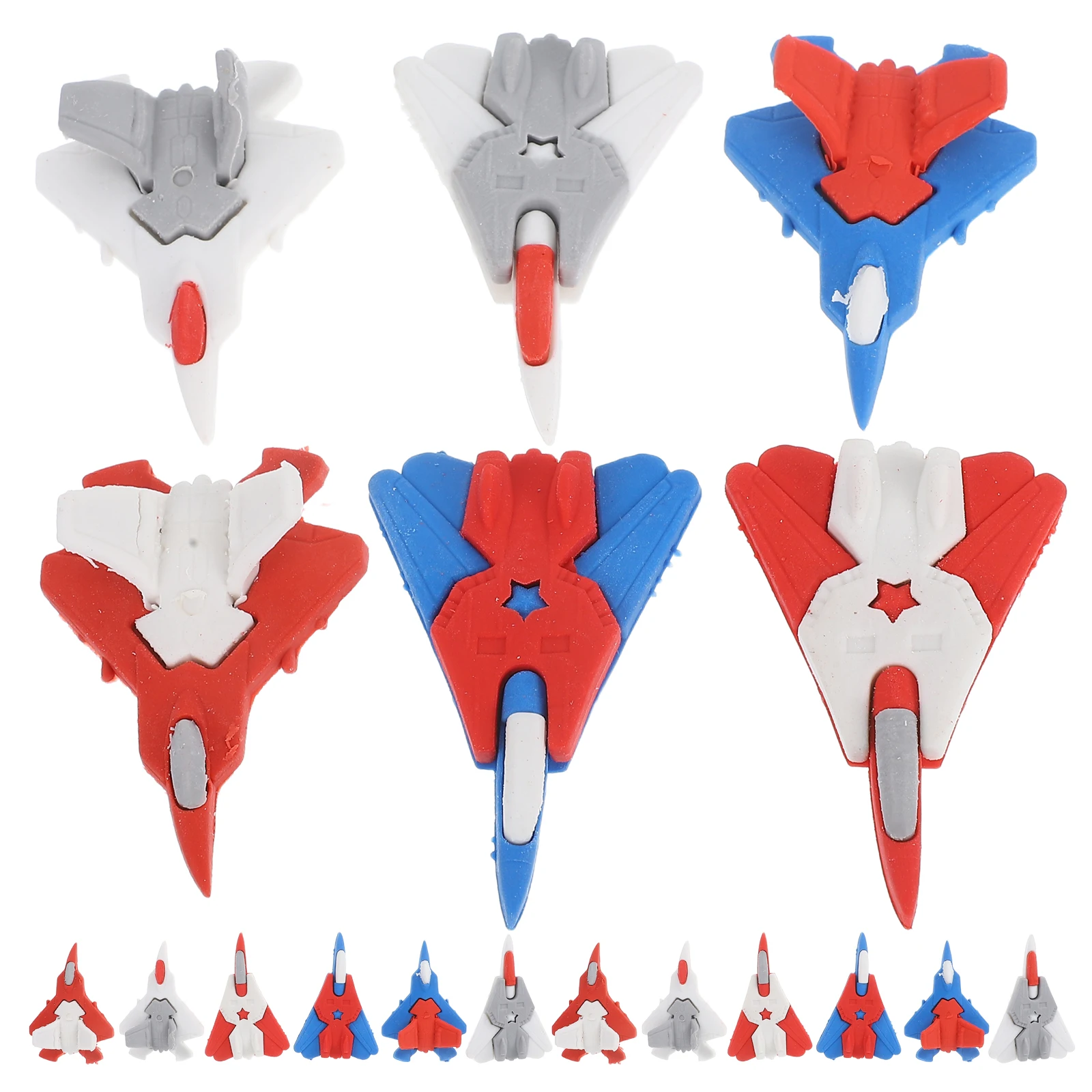 

18pcs Airplane Shaped Erasers Cartoon Helicopter Design School Supplies Kids Pencil Erasers Bright Colors TPR Material Student