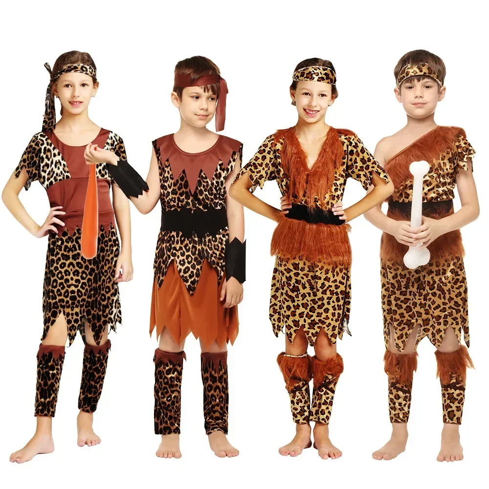 Halloween Child Indian Princess Native Archer Huntress Chief Costume Girls Boys Purim Mardi Gras Cosplay Costumes