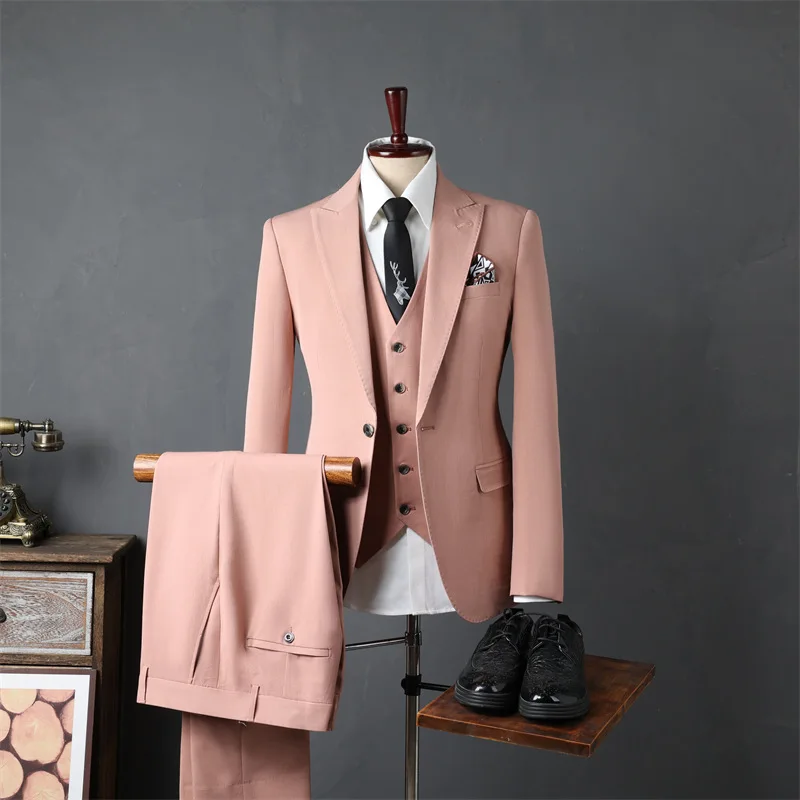 (5) Custom 2024 Suits for Men, Three-piece Suits, Casual Colors, Slim Fit, Formal Suits for Grooms