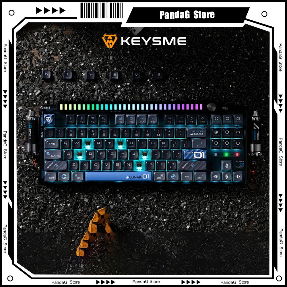 

KeysMe Lunar01 Spaceship Customized Mechanical Keyboard Wireless Bluetooth 2.4G Tri-Mode Hot Swap Axis Gasket Structure 87 Keys