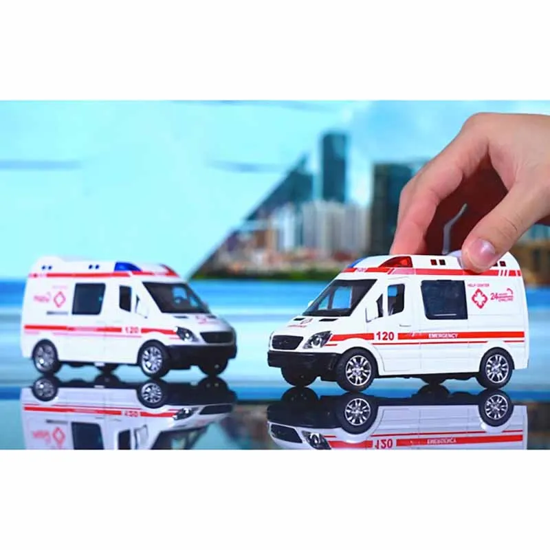 Children with Sound Lights Open Door Police Car Inertia Car Toy Boys 110 Police Car 120 Ambulance Simulation Car Model Toy Gifts