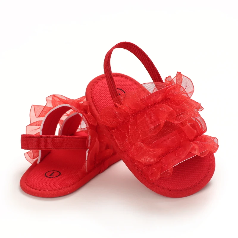 Baby Schoenen Leuke Strik Prinses Schoenen Voor Baby Meisjes Zomer Casual Sandalen Comfortabele Zachte Zool Eerste Wandelaars Bed Schoenen Rood thema