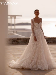 Romantic Sweetheart Neck Wedding Dress Sequined Lace Appliques Bridal Gown Customized Pearls A-line Tulle Long Dresses For Bride