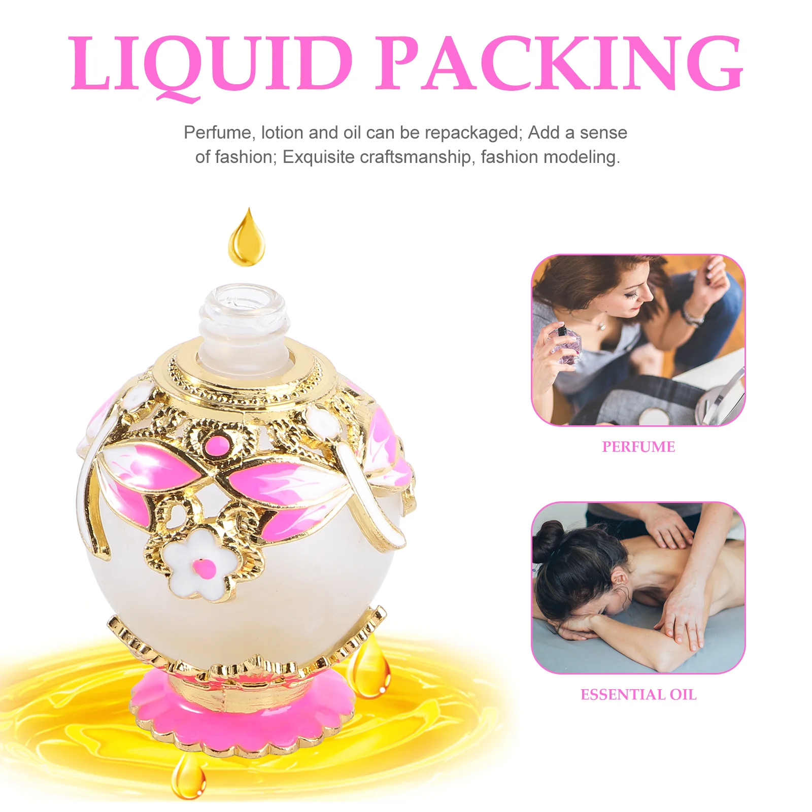 Bottiglia di profumo in vetro Decorazione libellula Coperchio elegante per la conservazione dell'olio essenziale Porta olio smerigliato ricaricabile Stile di lusso