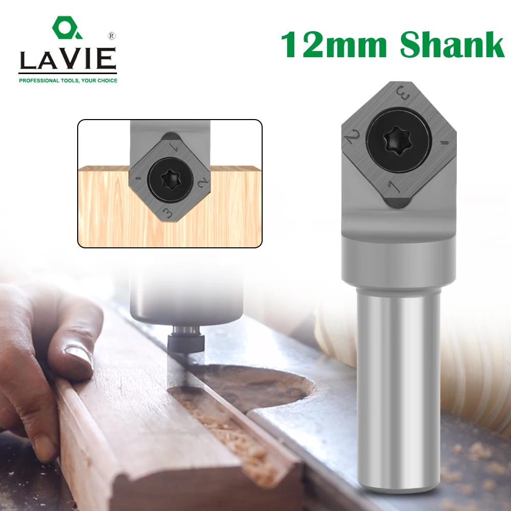 LAVIE 12mm Shank Insert-Style V Type Spoilboard CNC Router Bit Replaceable Blade Planing Bit Face End Milling Cutter For Wood