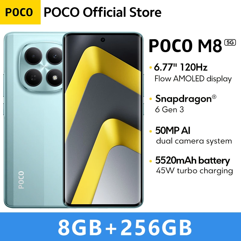 POCO M8 5G Global Version Smartphone 256GB 512GB Snapdragon® 6 Gen