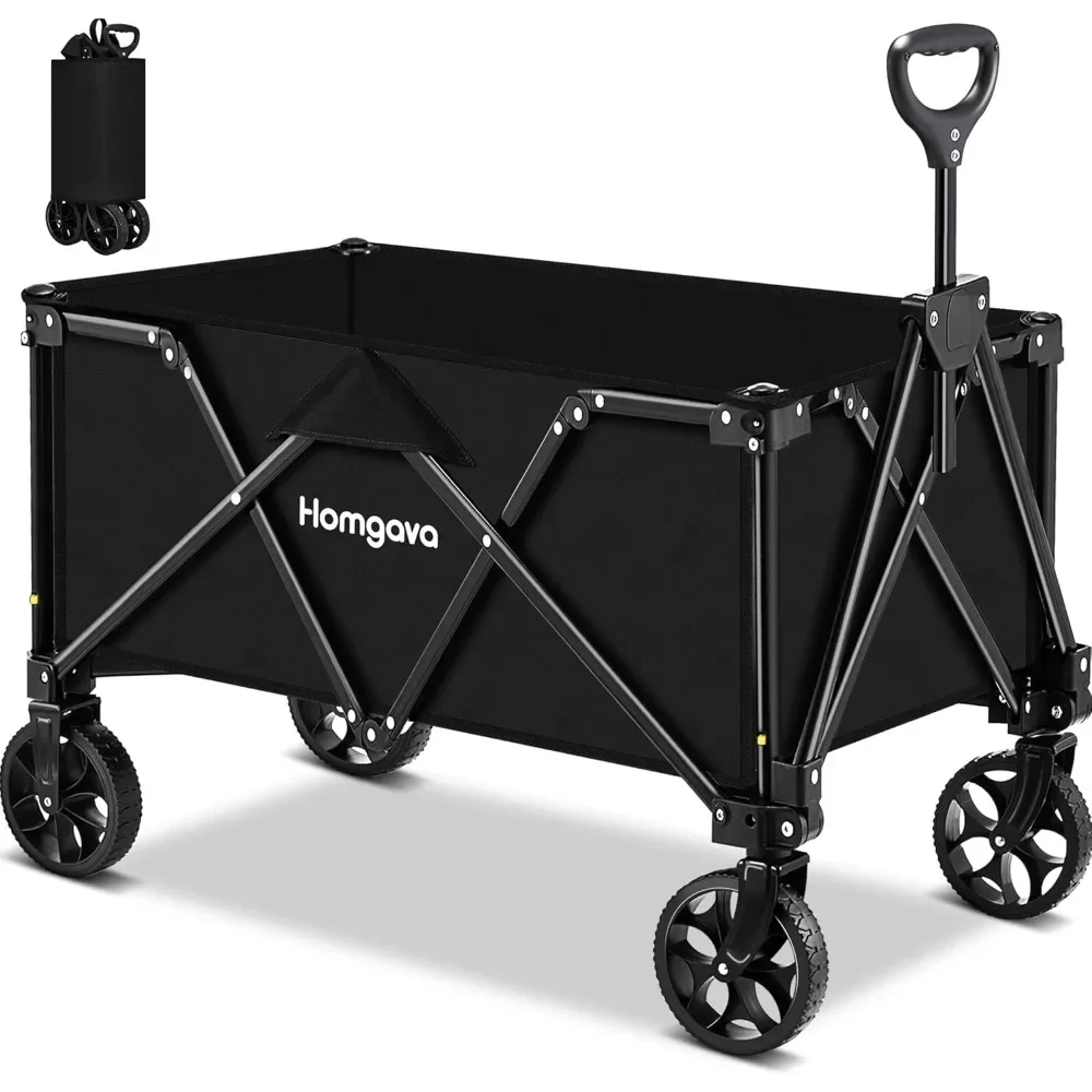 

Large Capacity All-Terrain Collapsible Wagon, Heavy-Duty Utility Cart for Outdoor, Beach, Gardening, and Shopping