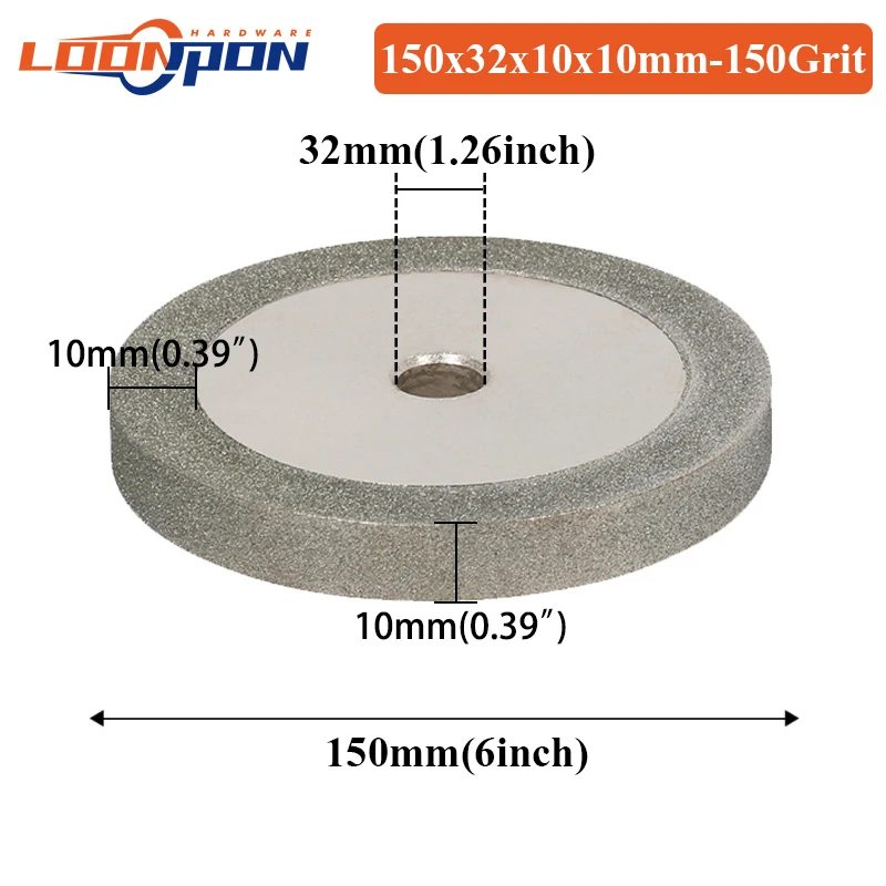 Loonpon 78–150 mm Diamant-Schleifscheibe, Schleifscheiben, Diamant-Radscheibe zum Schärfen von Wolframstahl-Fräser-Werkzeug