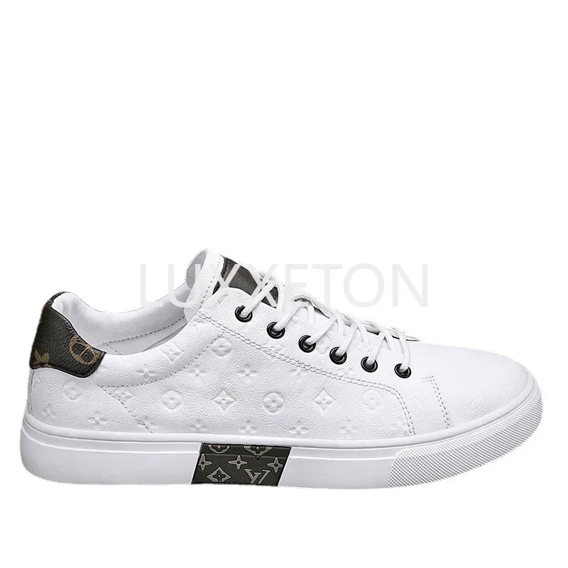 Men Casual Leather Shoes Summer New Fashion Lightweight Leather Breathable Men White Tennis Waterproof Casual Sports Shoes