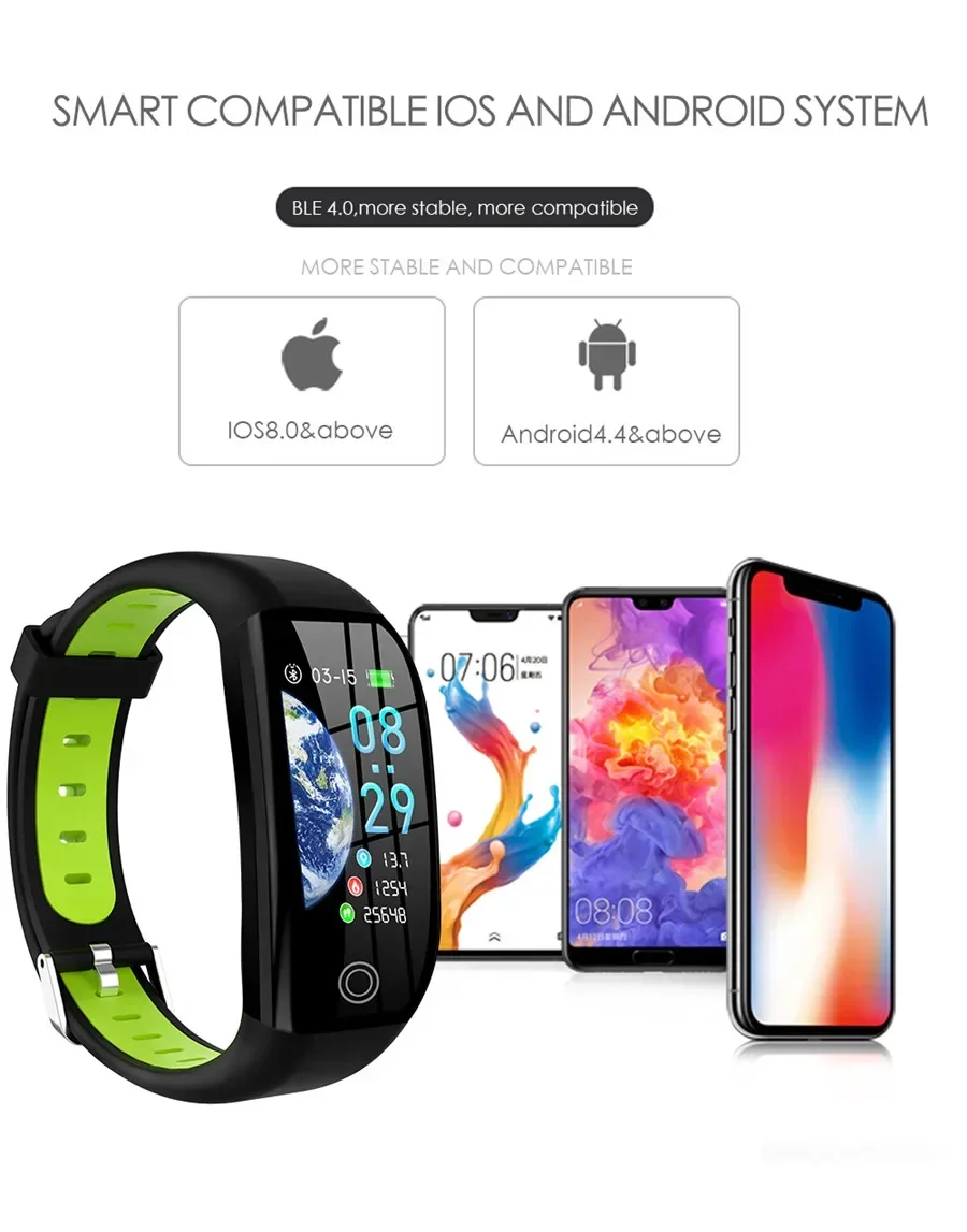 Bracelet connecté avec suivi GPS, Bluetooth, IP68, capteur d'activité physique avec suivi de la fréquence cardiaque/tension artérielle