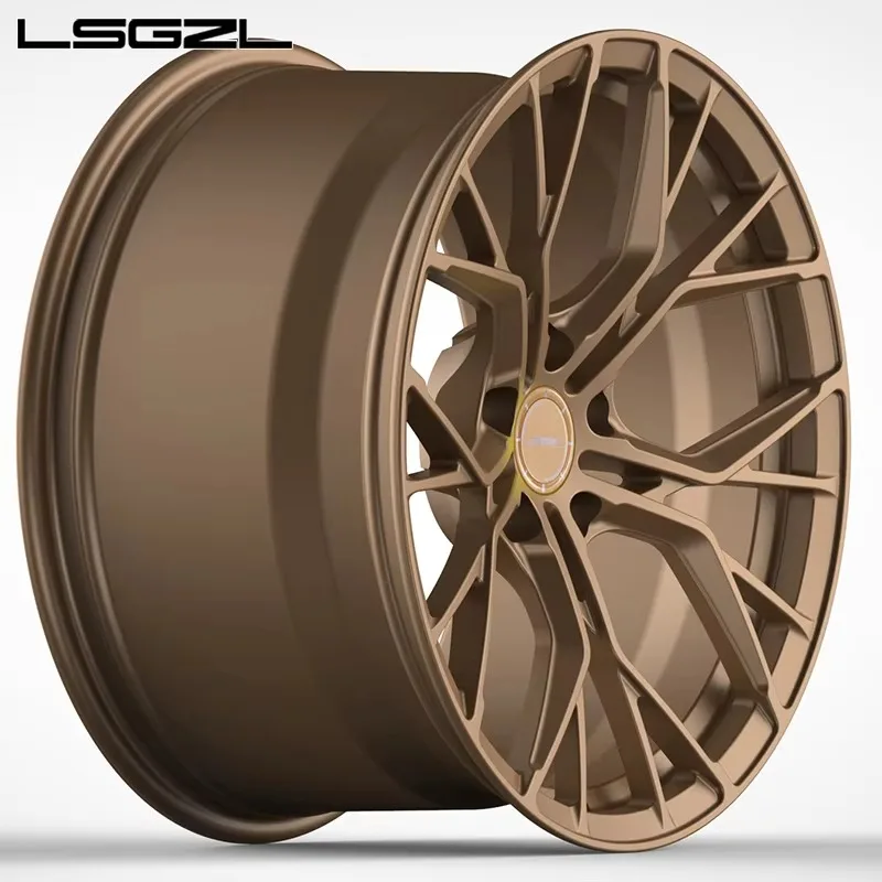 High-end customized deep concave forged alloy wheel hub, multi-inch single-piece sport rims, 5×3 PCD, gold polished finish
