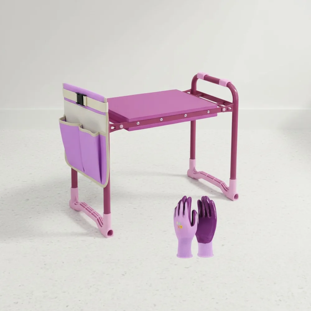

Garden Kneeler Stool with Steel Frame, EVA Foam Pad & Tool Pouch - Comfortable Gardening Seat for Men Women