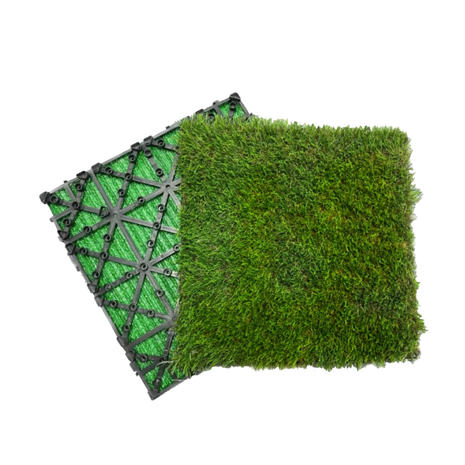 

Artificial Grass Turf Tiles Interlocking Set of 35pcs, Fake Grass Tiles Self-draining for Pet Indoor/Outdoor Flooring Decor, 12x