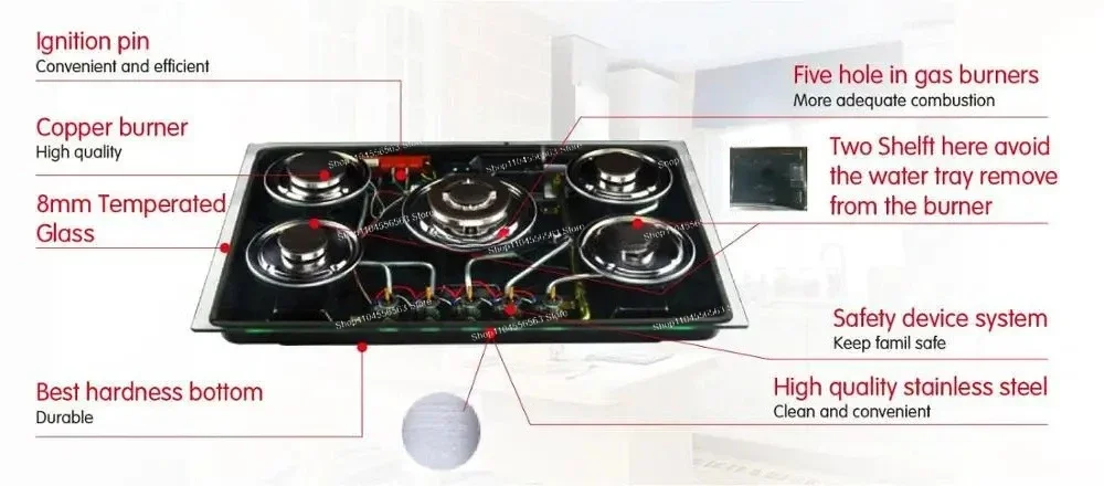 3+1 Burner Hybrid Stove - Gas & Electric Dual-Power Combination Cooktop with Sleek Modern Design