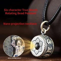 Fashion Nano Projection Buddha Necklace for Men Retro Six Character True Words Pendant Sweater Chain Women's Jewelry Accessories