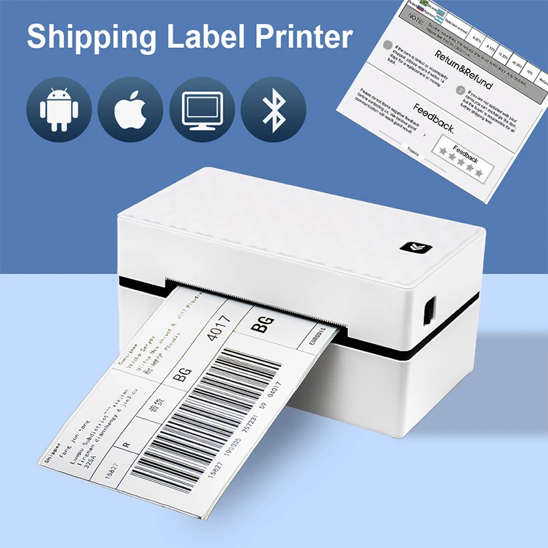 Thermal Shipping Label Printer Wireless Bluetooth Thermal Label Printer Address 4X6 Inch Barcode USB LAN High Speed Label Maker