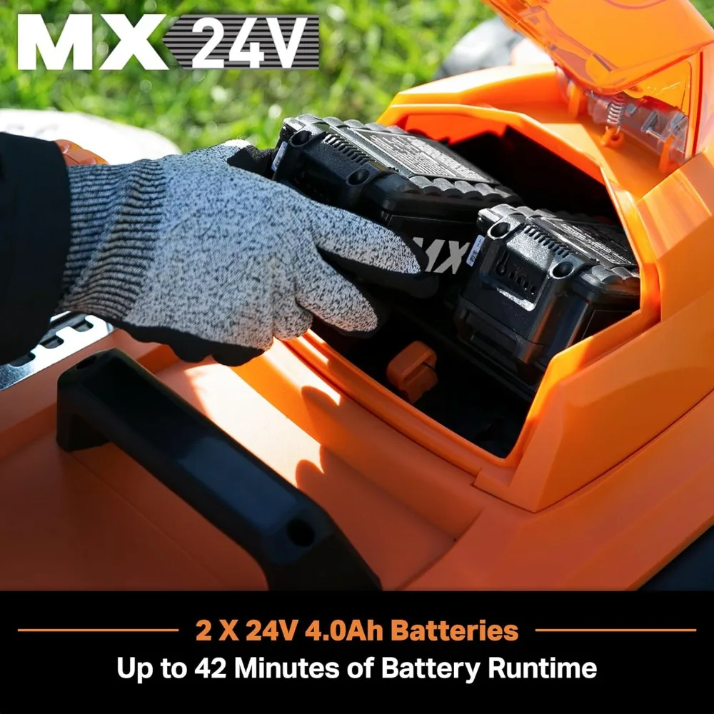 48V MAX* Brushless Mower with 2X24V MAX* 4.0Ah Battery and a Dual Charger