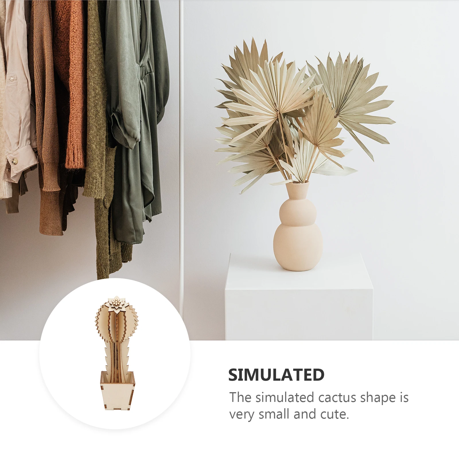 

3Pcs Wooden Cactus Creative Home Craft Photo Props Festival Layout Decor Eco Friendly Natural Wood Ornament Tabletop Decoration