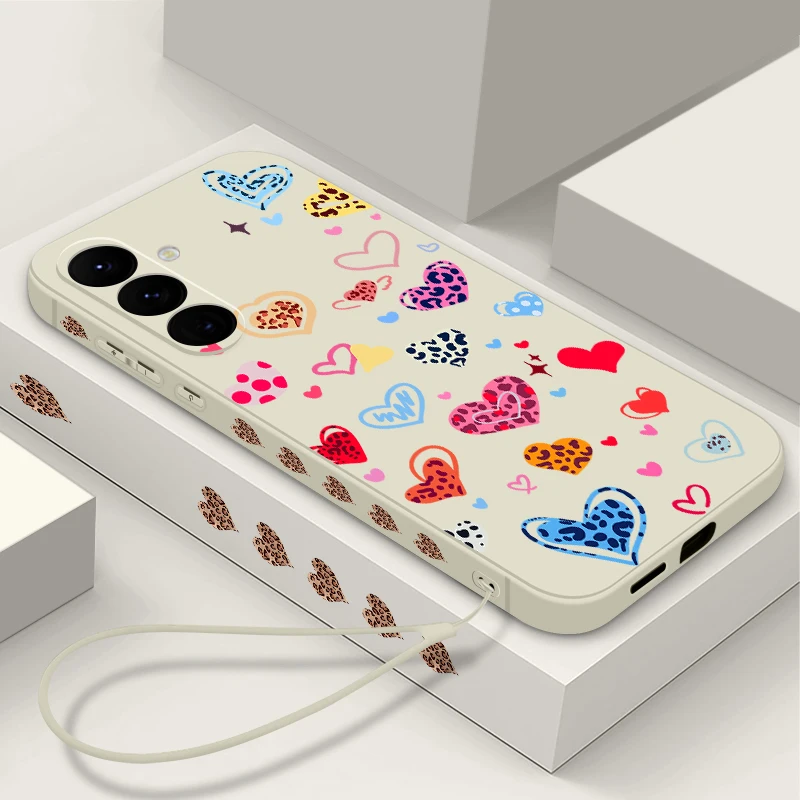 Bunte Herzmuster Handyhülle für Samsung Galaxy S25 S24 FE S22 S23 Ultra Plus A56 A17 A16 A36 A55 A54 A53 A15 A35 TPU Cover