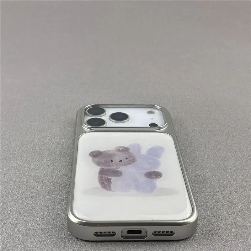 Kawaii Cartoon Cute Bear Rabbit Electroplated Drip Glue Phone Case For iPhone 17 16 15 14 13 12 11 Pro Max Plus 17air 16e Cover view 2