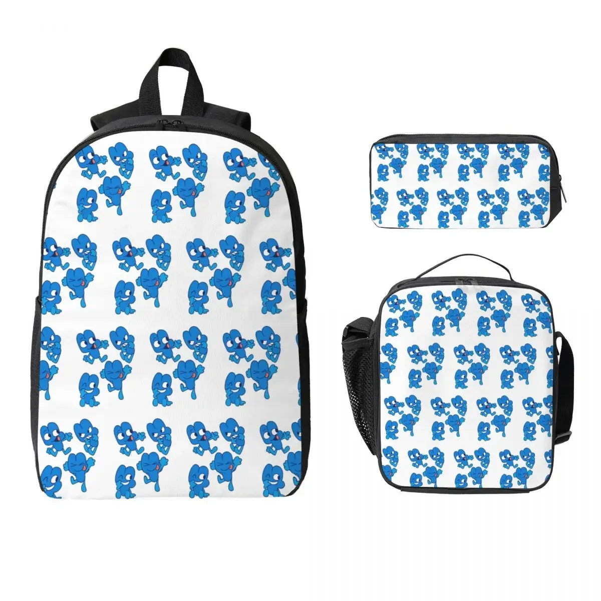 BFDI Four BFB Backpack Student Boys Girls BookBag School Bag Computer Shoulder Bags 3ps Insulated Lunch Bag Pencil Case