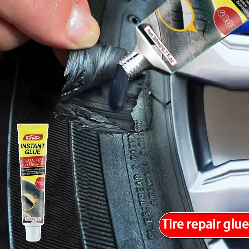 

Colle liquide pour réparation de pneus, caoutchouc souple noir, adhésif non corrosif et résistant à l'usure, collage instantané