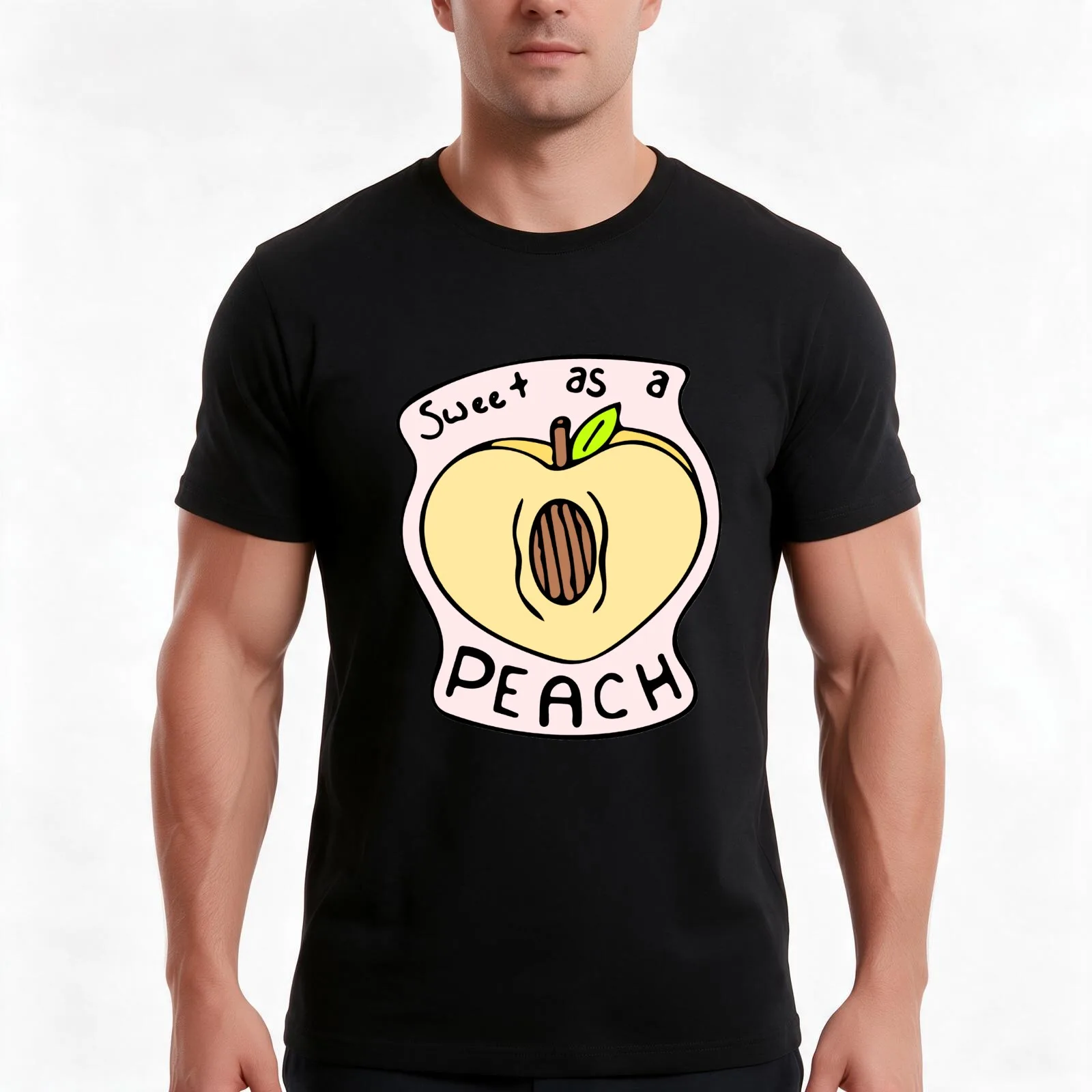Sweet as a Peach Design T-Shirt, Summer Casual Cotton Tee, Oversized Streetwear Tops, Vintage Graphic Print, Unisex Men Women
