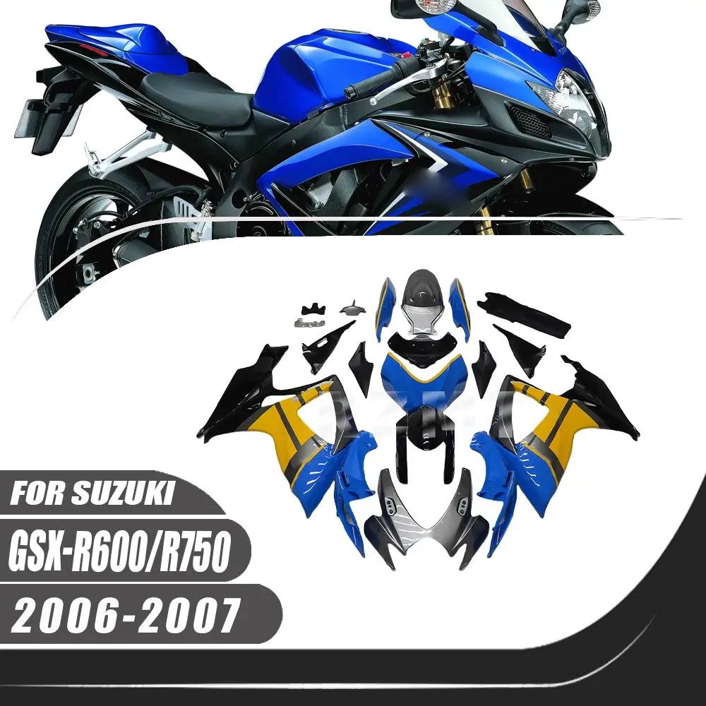 For 2006-2007 Suzuki GSXR600 GSXR750 Fairing Motorcycle Set Body Kit Decoration Plastic Guard Plate Accessories Shell S0606-101a