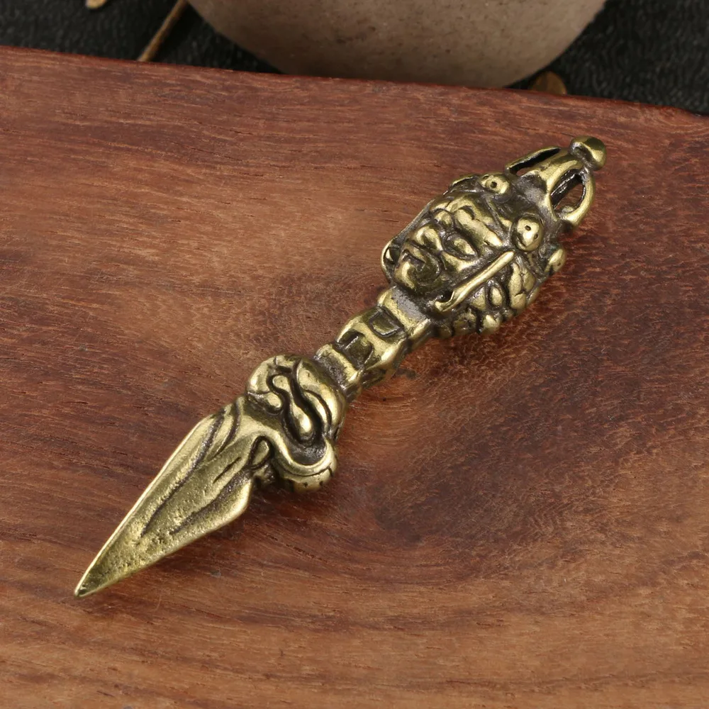 Antique Brass Cattle Breeding Chain Diamond Pestle Handcrafted Men's and Women's Pendant Creative Keychain