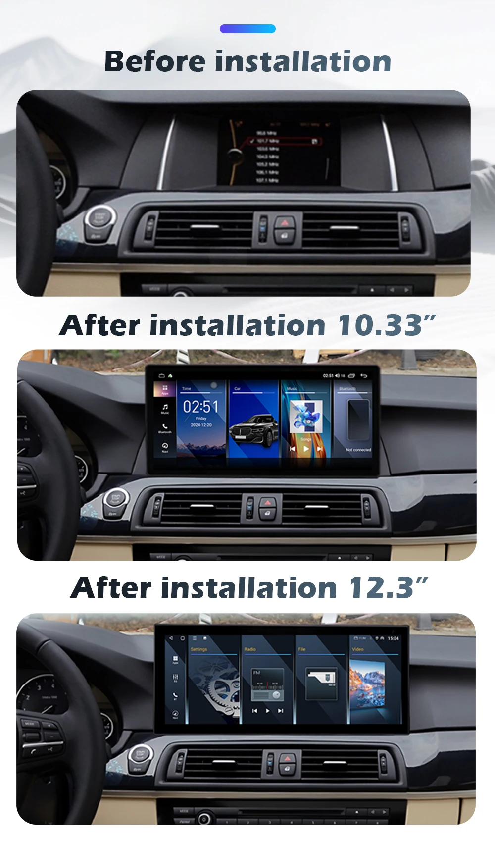 Kabelloses Carplay Android 16 für BMW 5er F10 F11 2011 - 2017 CIC NBT System Autoradio Multimedia-Player GPS WiFi DSP Stereo – Detail 5