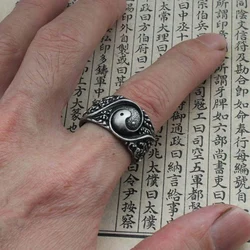 Tai Ji Ring 925 Thai Silver Craft Chinese Style Yin-yang Bagua Art Classic Unisex Style Party Jewelry Gift Adjustable Opening