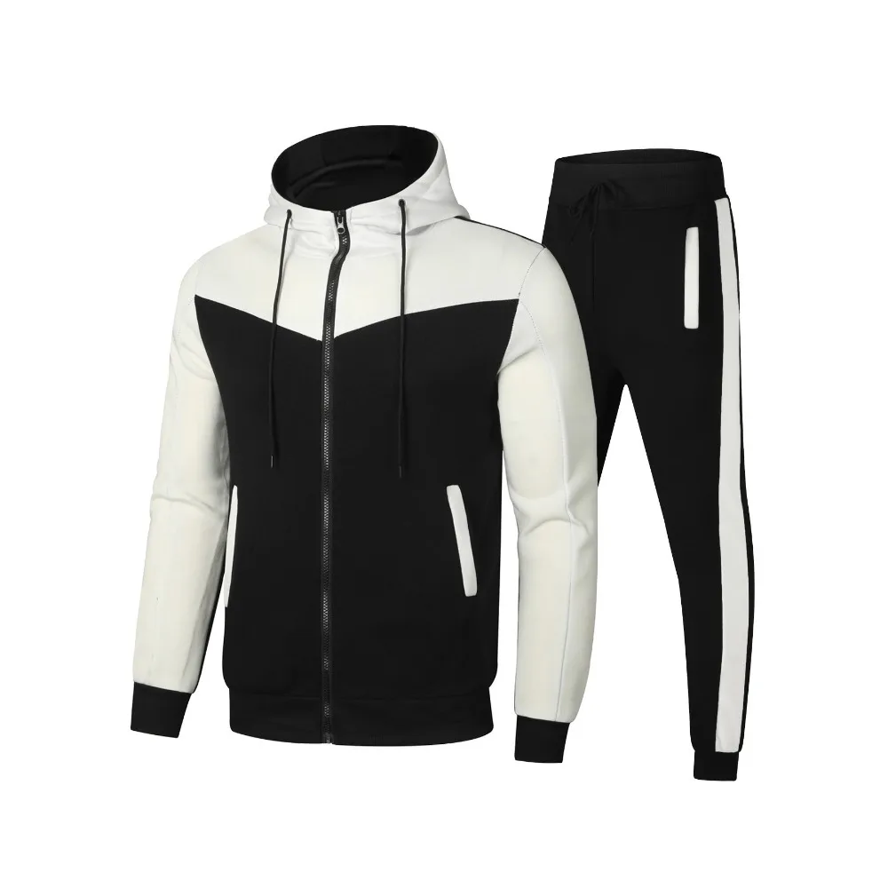 

Мужской спортивный костюм с капюшоном на молнии 2026 года, дышащая повседневная куртка с цветными вставками и поясом, комплект из 2 предметов