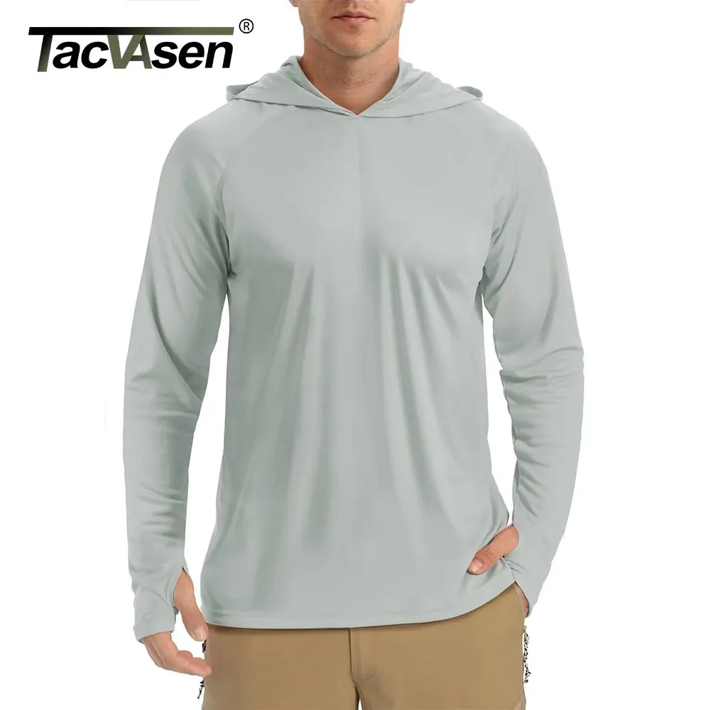 TACVASEN Summer Men's Long Sleeve Sun/UV Protection T-Shirt UPF 50+ Performance Hiking Running Quick Dry Hoodie Tee Shirts