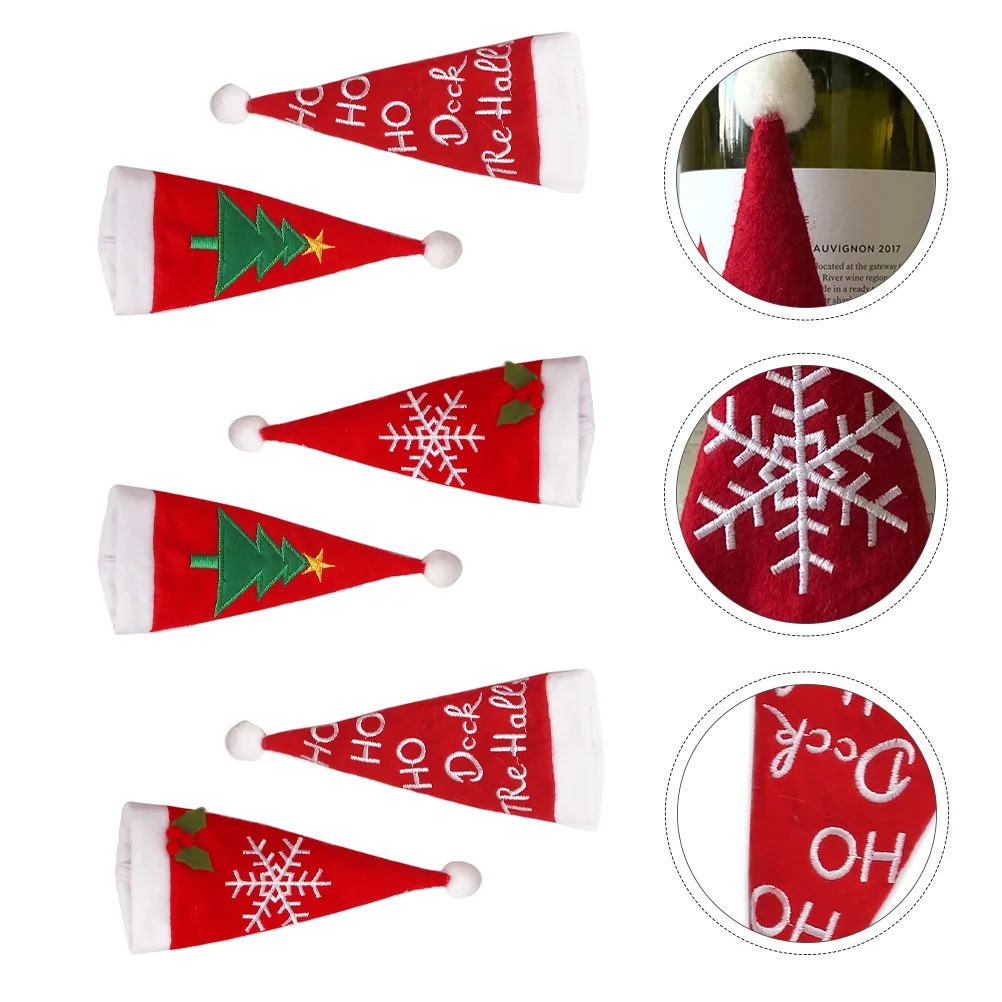 

6 Pcs Christmas Cutlery Set Xmas Holders Party Decoration Mini Santa Hat Tableware Pouches Cover Knives Fork Supplies Rack