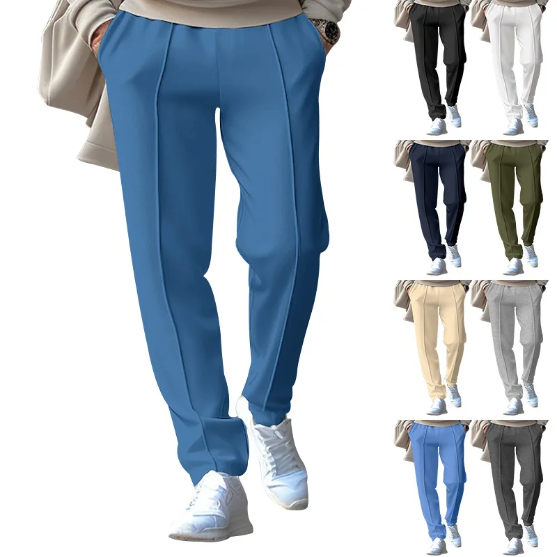 Hot Selling Spring and Autumn Men's Fashion Casual Solid Color Pants Loose Tight Rope Straight Leg Pants in Stock