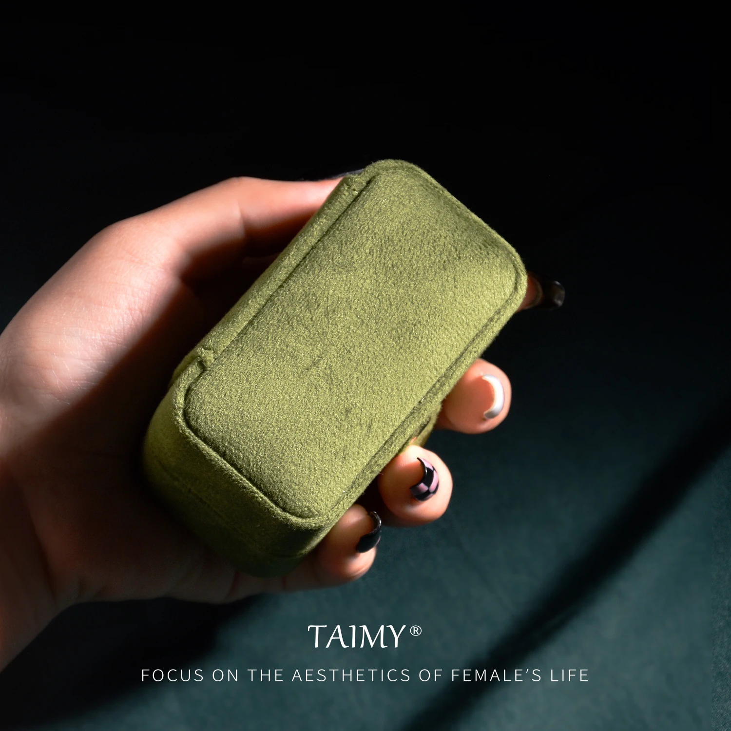 TAIMY-Mini joyero de viaje portátil para mujer, estuche de almacenamiento de terciopelo, organizador de anillos y pendientes, cajas de exhibición